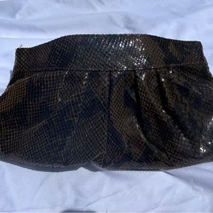 Designer Pietro Alessandro Olive reptile clutch Purse